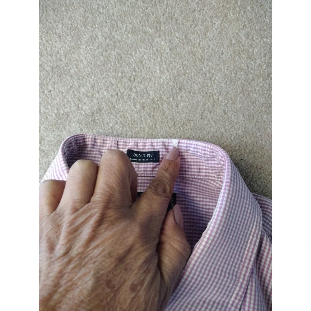 J. CREW Button Up Shirt Men Large Pink‎ White Checked Haberdashery Long Sleeve